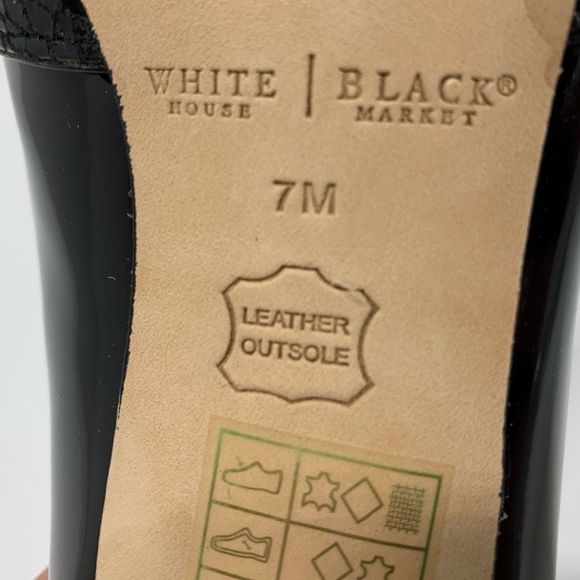 White House Black Market Shoes Women's Size 7 Cecile Peep Toe Black Heels - Picture 6 of 7